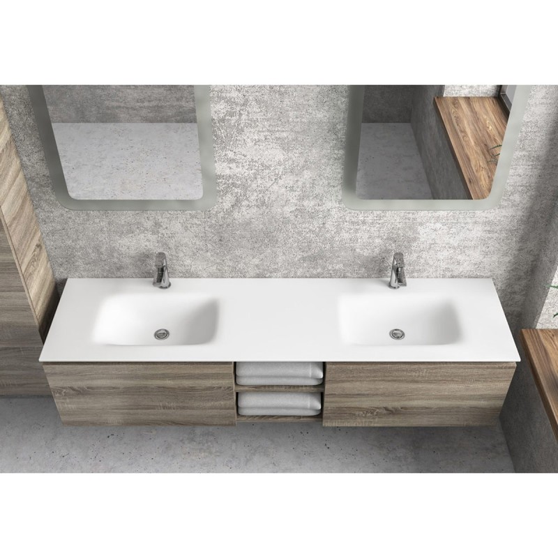 LAVABO PER MOBILE SPACE 1750x460x160mm 2 VASCHE-SENZA FORO