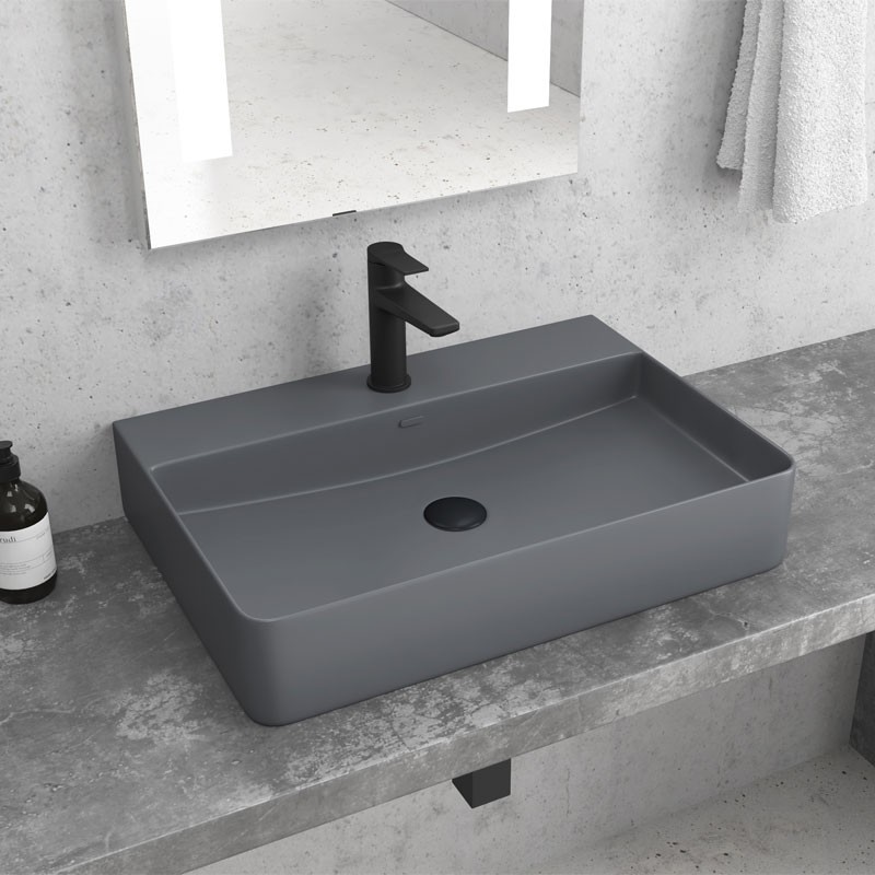 LAVABO DA APPOGGIO LT 2173-SMDG OPACO GRIGIO 500x420x120mm