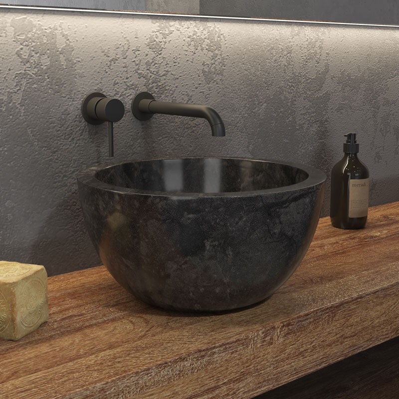 LAVABO DA APPOGGIO LEYLA SBP NERO Ø400x200mm