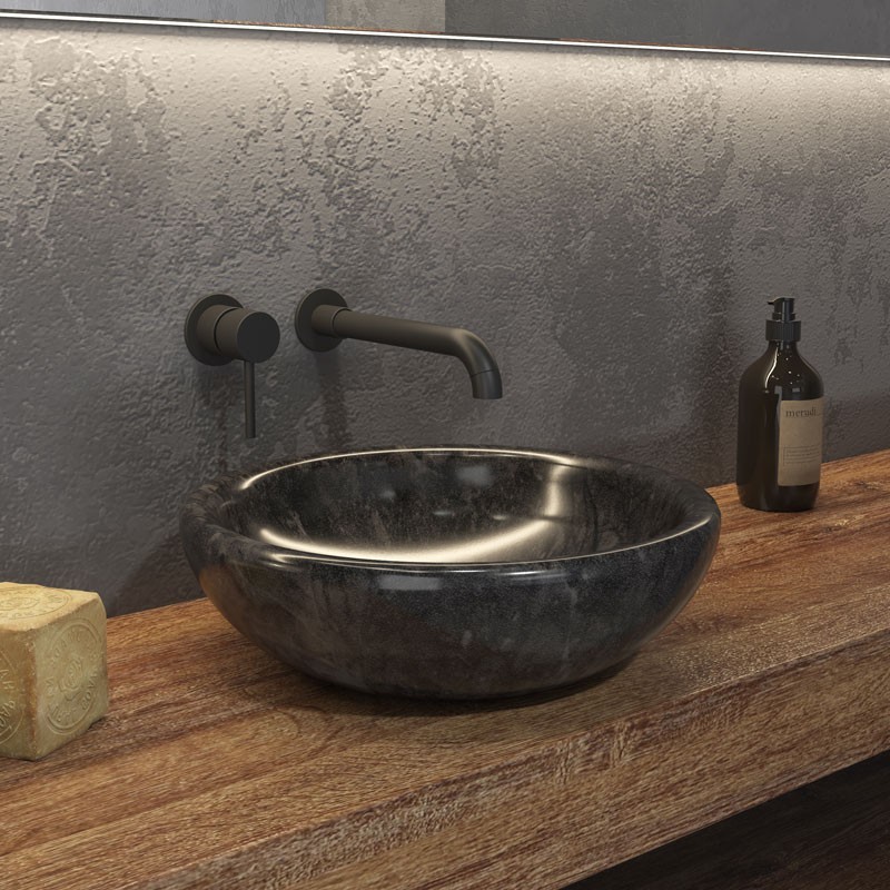 LAVABO DA APPOGGIO SORA SBLR NERO Ø400x120mm