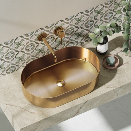 LAVABO DA APPOGGIO VALVOLA FLES. BB6808-BRG JUPITER ROSE GOLD 550x350x115mm