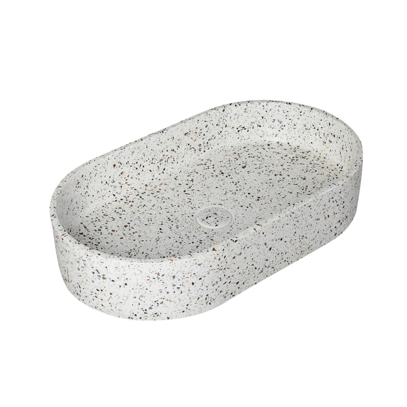 SET LAVABO DA APPOGGIO CON VALVOLA(INS) CS-0010-E3 STRACCIATELLA LINUS 600x350x120mm