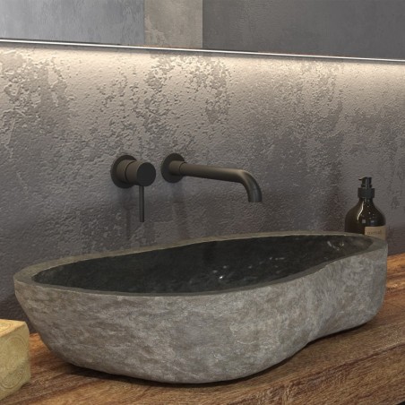 LAVABO DA APPOGGIO NATURAL RIVER STONE LARGE NRSL GREY 700-900x340-450x150mm