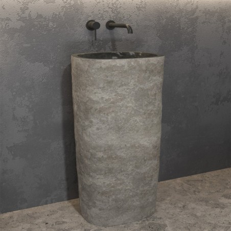 LAVABO DA TERRA RIVER STONE OUTSIDE BURNED PNRB GREY Ø400x900mm