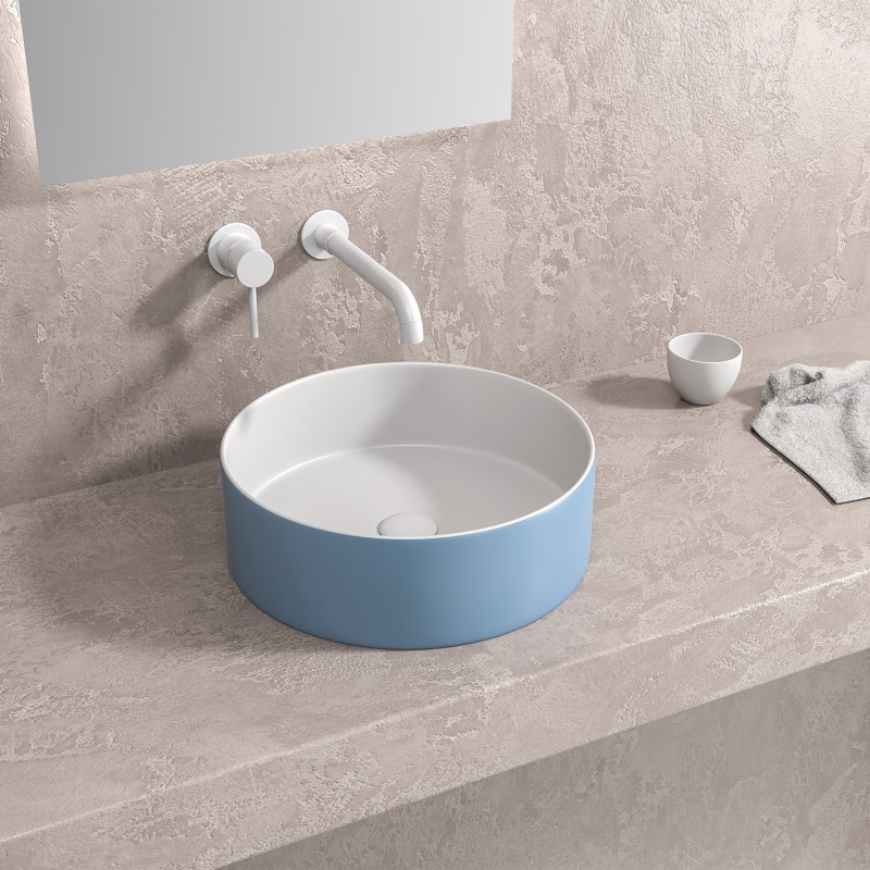 LAVABO DA APPOGGIO LT M3134-BLW BIANCO-AZZURO OPACO 355x355x120mm