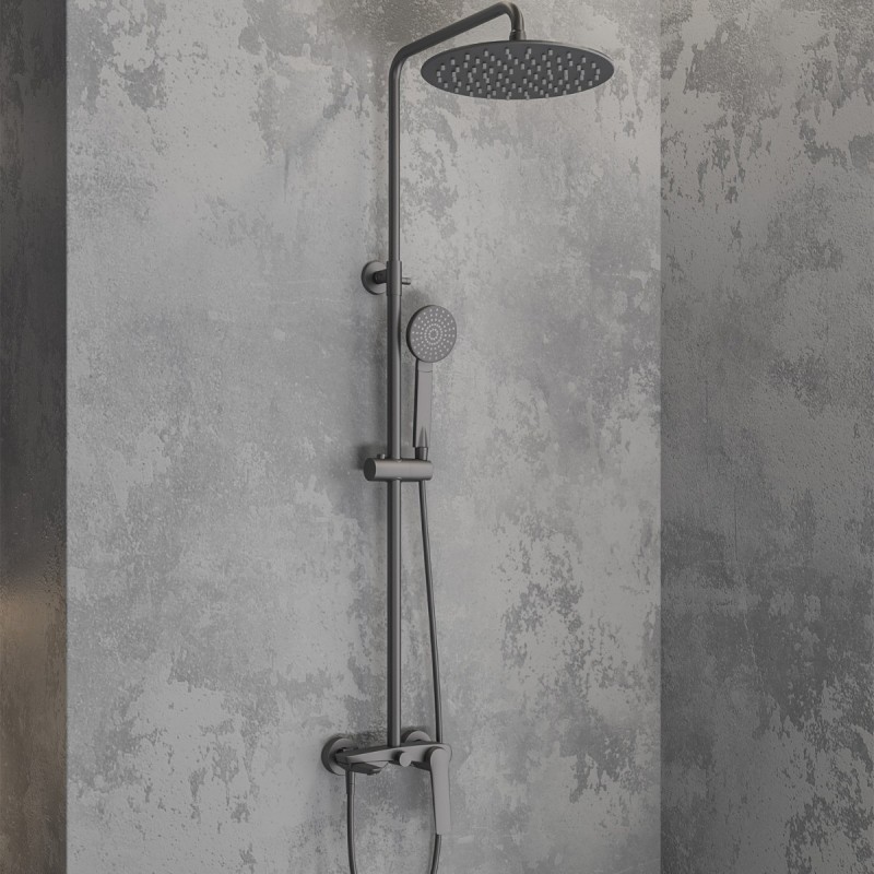 MISCELATORE DOCCIA FISSA CON BECCUCCIO SO073A GUN METAL LEA