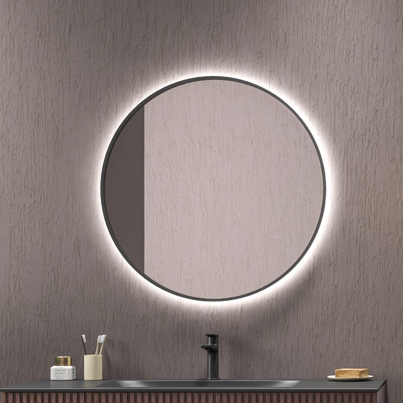 SPECCHIO LED TONDO 31255CI/1508 SHARON NERO Ø80
