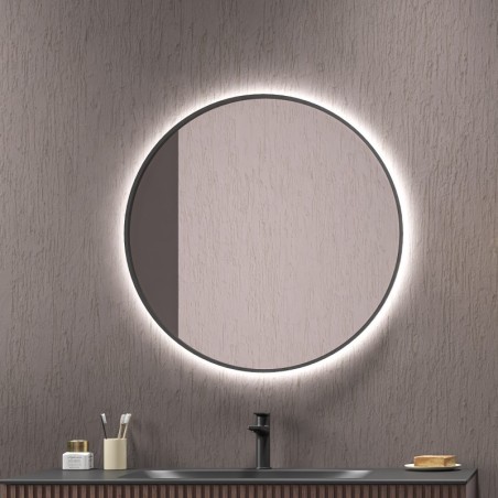 SPECCHIO LED TONDO 31255CI/1508 SHARON NERO Ø80