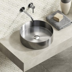 LAVABO DA APPOGGIO VALVOLA FLES. BB6802-BGM VENUS BRUSHED STEEL 380x380x110mm