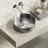 LAVABO DA APPOGGIO VALVOLA FLES. BB6802-BGM VENUS BRUSHED STEEL 380x380x110mm