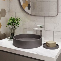 SET LAVABO DA APPOGGIO CON VALVOLA(INS) CS-0003-D5 CENEMT ELPIS Ø425x100mm