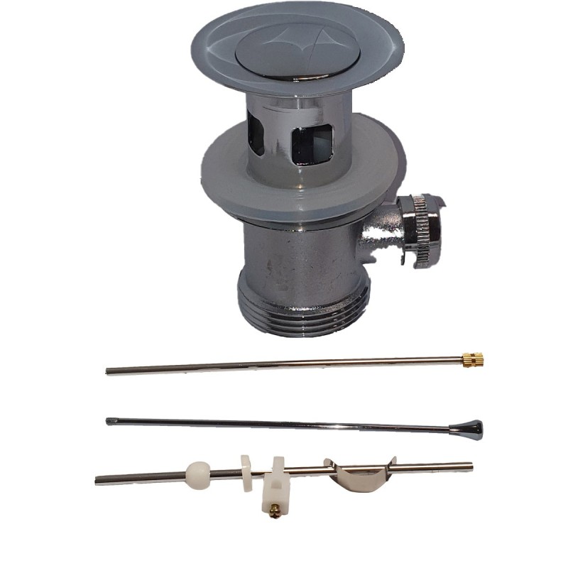 VALVOLA IN OTTONE D144-S INO SATINATO CON CAVO E TROPPO PIENO TAPPO IN OTTONE